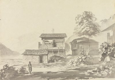 Ve vesnici poblíž Tassisudonu [Tashicho Dzong] od Samuel Davis
