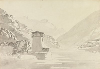 Pohled z mostu ve Wandepore [Wangdu Phodrang] od Samuel Davis