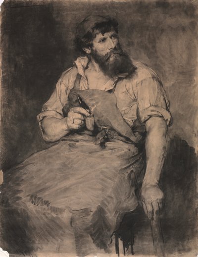 Kovárna, studie k filmu "Das Gericht", asi 1883 (uhel) od Samuel H. Crone