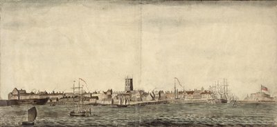Jihovýchodní pohled na Kingston upon Hull (pero, tuš a wash na papíře) od Samuel Heywood