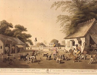 „Dooreahs aneb chovatelé psů vyvádějí psy“, z Oriental Field Sports od Samuela Howetta (1756-1822), pub. od Edwarda Orma od Samuel Howett