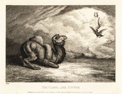 Velbloud prosí Jupitera o rohy. 1811 (lept) od Samuel Howitt
