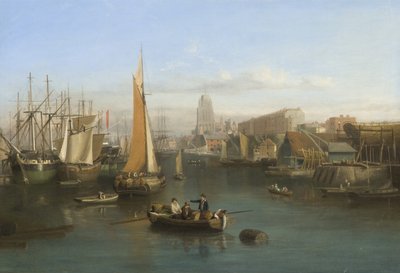 St Mary Redcliffe a Redcliffe Parade z Prince Street Bridge, kolem roku 1826 (olej na plátně) od Samuel Jackson