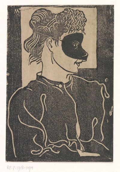 maskovaná žena od Samuel Jessurun de Mesquita (signed by artist)