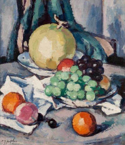 Smíšené ovoce – meloun, hrozny a jablka, cca 1926 (olej na plátně) od Samuel John Peploe