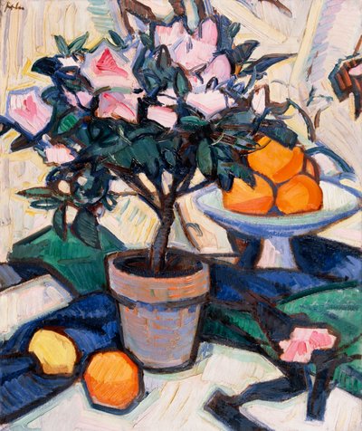 Růžová azalka a pomeranče, kolem roku 1913 od Samuel John Peploe