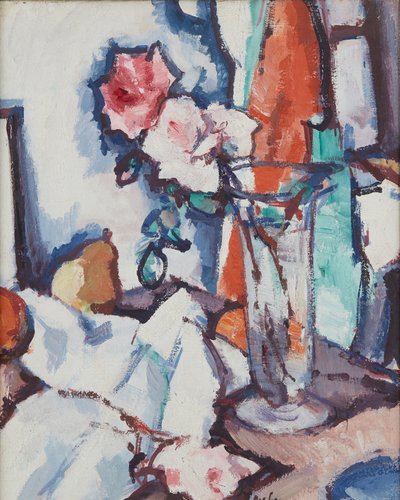 Zátiší růží a hrušek (olej na plátně) od Samuel John Peploe