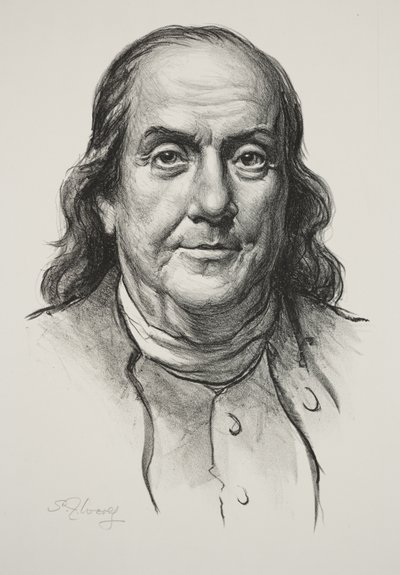Benjamin Franklin (litho) od Samuel Johnson Woolf