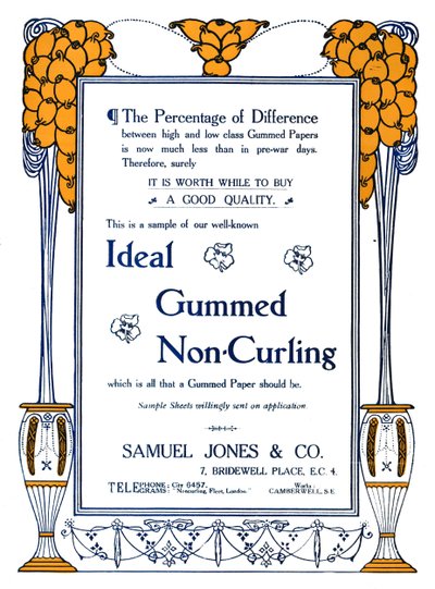 Samuel Jones & Co. - Ideální pogumovaná nekudrnatá reklama, 1919 od Samuel Jones