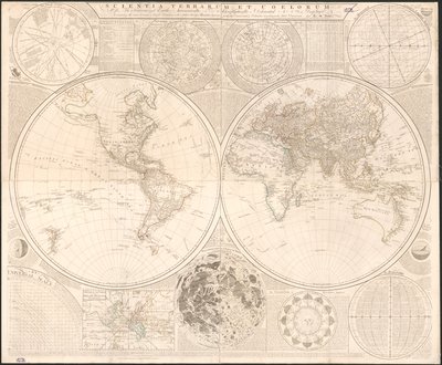 Scientia terrarum et coelorum : aneb nebesa a země astronomicky a geograficky vymezené a zobrazené : obsahující nejkurióznější a nejužitečnější podrobnosti o slunečních hvězdných a světských systémech, věrně vyjmenované a nakreslené podle t od Samuel; Kitchin Dunn