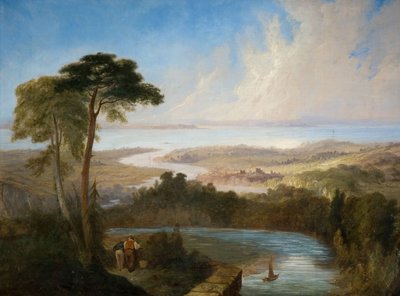 Panoramatický pohled na ústí řeky Severn, počátek poloviny 19. století. od Samuel Lines