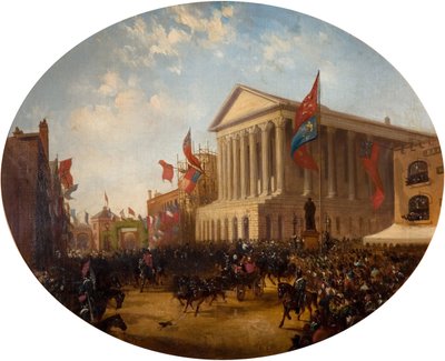 Vévoda z Cambridge opouští radnici, Birmingham, 1857. od Samuel Lines