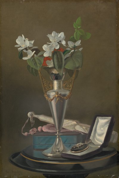 Zátiší s vějířem a přívěskem, c. 18651875. od Samuel Marsdon Brookes