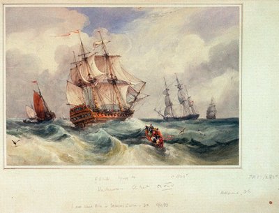 Ležící loď, asi 1825 (akvarel) od Samuel Owen