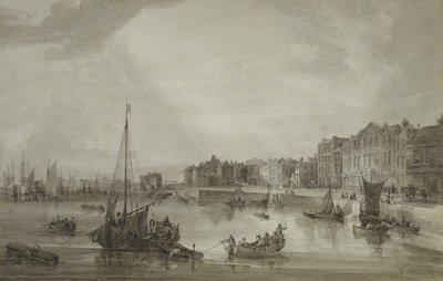 Margate Harbour, 1806 (hnědá barva přes grafit) od Samuel Owen