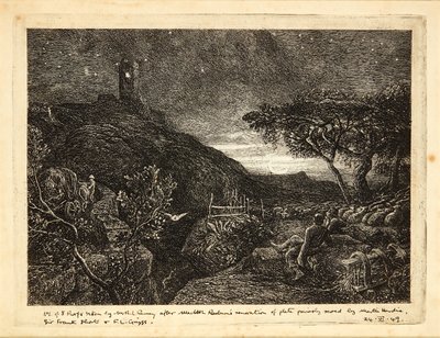 Osamělá věž (lept) od Samuel Palmer