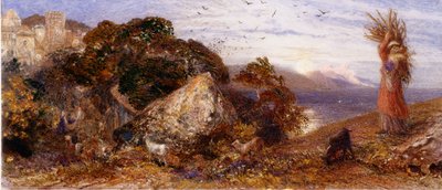 Vycházející měsíc (bc, tužka a wc na papíře) od Samuel Palmer