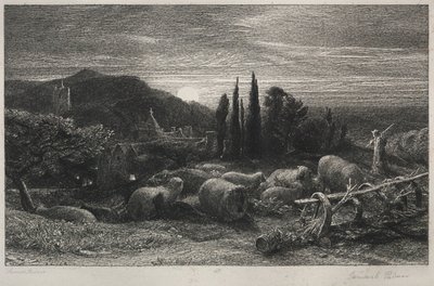 Vycházející měsíc. od Samuel Palmer