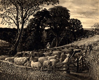 The Sheep Fold, cca 1831-32 (akvarel) od Samuel Palmer