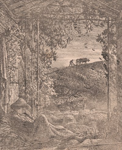 Spící pastýř od Samuel Palmer
