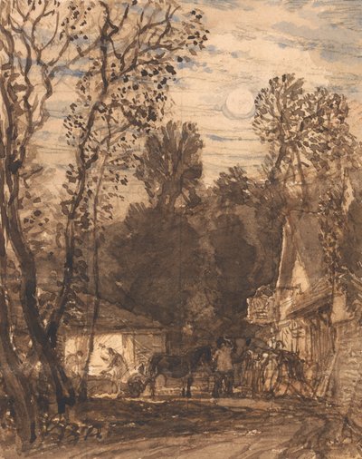 The Wayside Smithy (tužka a inkoust na papíře) od Samuel Palmer