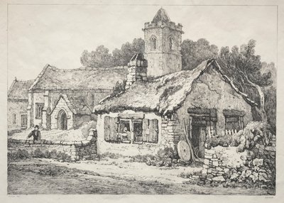 Řada starověkých budov a venkovských domků v severní Anglii: Ayton, 1821. od Samuel Prout