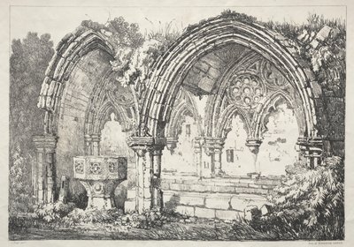 Řada starověkých budov a venkovských domků v severní Anglii: Část Kirkham Abbey, 182 od Samuel Prout