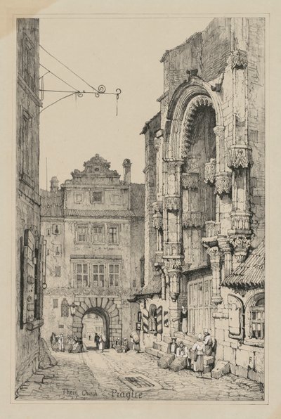 Facisimilies of Sketches made in Flanders and Germany: Thein Church, Prague od Samuel Prout