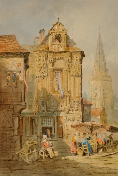 Tržiště v Bruggách, počátek 19. století. od Samuel Prout