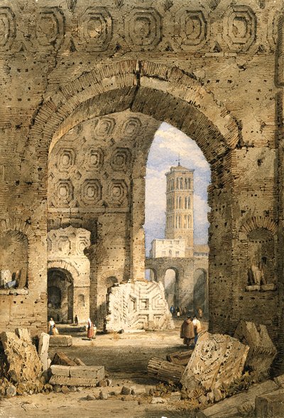 Chrám míru, římské fórum (Watercolor a Gouache na off-White Paper) od Samuel Prout