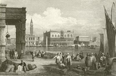 Canal Grande a Dóžecí palác, Benátky od Samuel Prout