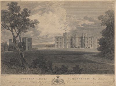 Jihozápadní pohled na hrad Dunster, Somersetshire od Samuel Rawle