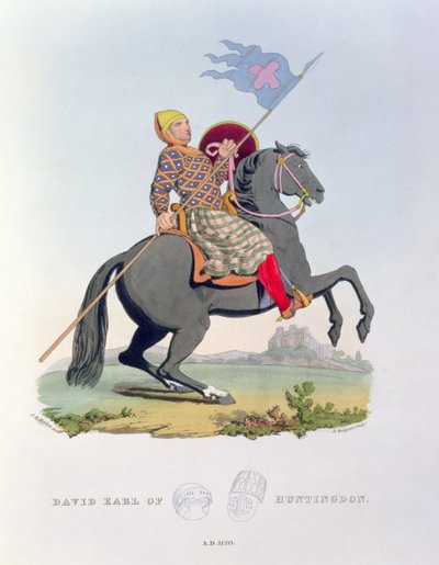 David, hrabě z Huntingdonu (1084-1153) 1120, vyryl Richard. H. Bridgens (fl.1824-38) z Ancient Armour, napsaný umělcem, 1824 od Samuel Rush Meyrick