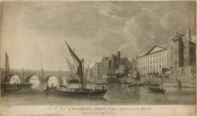 Pohled na Westminsterský most s přilehlými částmi jako v roce 1760 od Samuel Scott
