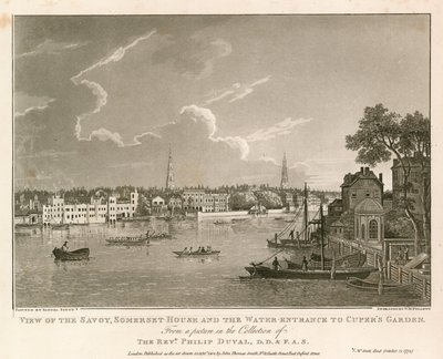 Pohled na Savoy, Somerset House a vodní vchod do Cuperovy zahrady. od Samuel Scott