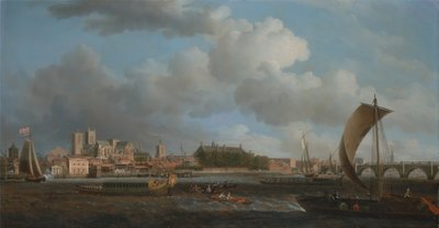 Westminster z Lambeth, s Ceremonial Barge of the Ironmongers Company od Samuel Scott