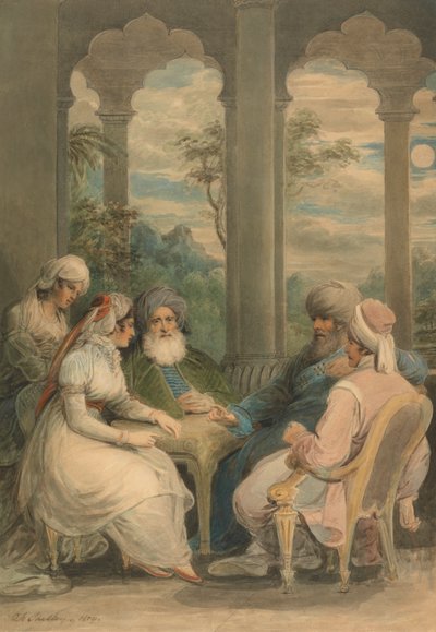 Princ Rasselas a jeho sestra konverzují ve svém letním paláci na břehu Nilu od Samuel Shelley