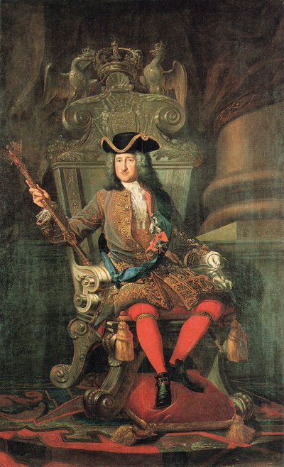 Německy: pruský král Fridrich I. na stříbrném trůnu. od Samuel Theodor Gericke