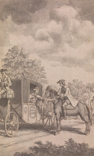 Ilustrace do kalendáře Newgate: Raby, jak hledá ženský prsten, je těžké ji sundat, uříznout si prst, poblíž Finchley od Samuel Wale