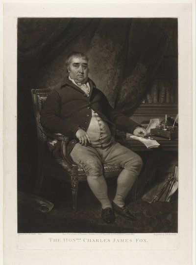 Portrét van Charles James Fox Ctihodný Charles James Fox (titul na předmětu) od Samuel William Reynolds (I)