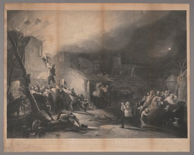 Prozřetelnostní vysvobození Johna Wesleyho, když je dítě z ohně od Samuel William Reynolds
