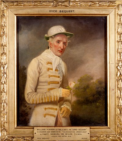 William Farren jako lord Ogleby ve filmu „Utajené manželství“. od Samuel de Wilde