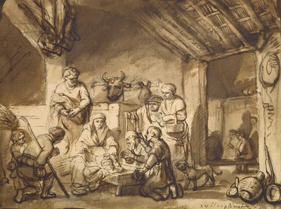 Klanění pastýřů, kolem roku 1646 (pero, štětec a tužka na papíře) od Samuel van Hoogstraten