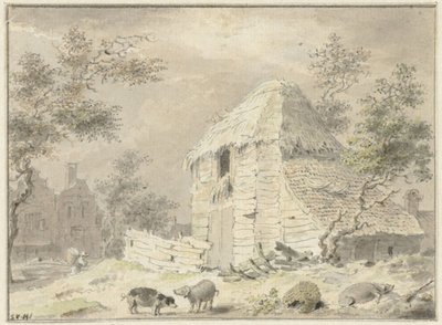 Farma chlév s některými prasaty od Samuel van Huls (possibly)