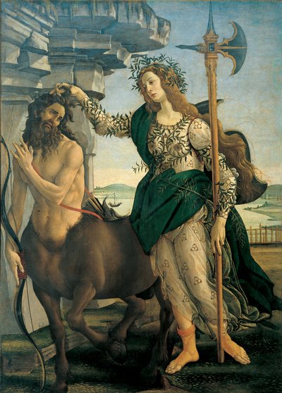 Pallas (Athéna nebo Minerva) a Kentaur od Sandro Botticelliho (1445-1510), asi 1482 - Florencie, galerie Uffizi. od Sandro Botticelli