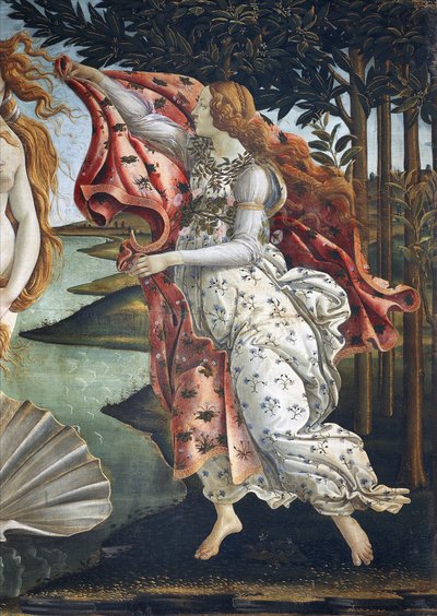 Narození Venuše (detail) - teplota na plátně od Sandro Botticelli
