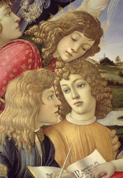 Madona z Magnificatu, detail tří chlapců od Sandro Botticelli