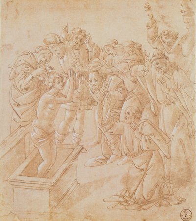 Vzkříšení Lazara (pero a inkoust s kvašem) od Sandro Botticelli