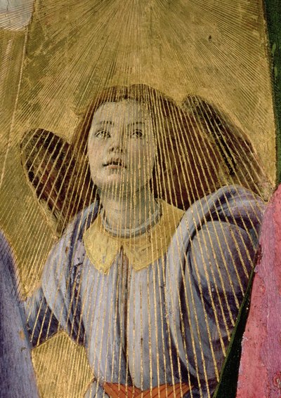 Anděl, z Korunovace Panny Marie, kolem 1488-90 tempera na detailu panelu 44363 od Sandro Botticelli