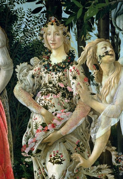 Detail Flory jako hodina jara, z tempery Primavera na detail panelu 558 od Sandro Botticelli